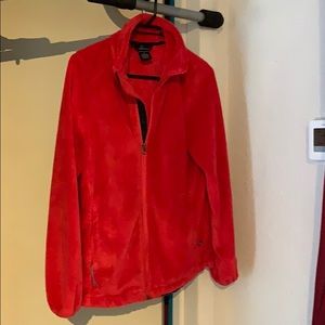 Red zip up sweater